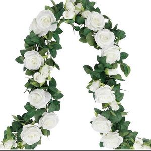 5 count | White Rose Floral Vines Artificial Flowers Wedding Garland